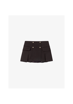 Womens Maje Tailored Double-Breasted Woven Mini Skirt