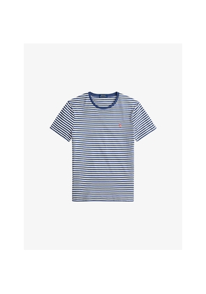 Mens Polo Ralph Lauren Striped Brand-Embroidered Cotton-Jersey T-Shirt