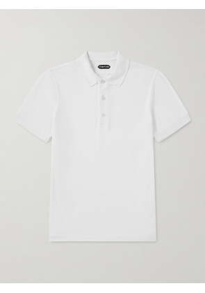 TOM FORD - Slim-Fit Lyocell and Cotton-Blend Piqué Polo Shirt - Men - White - IT 44