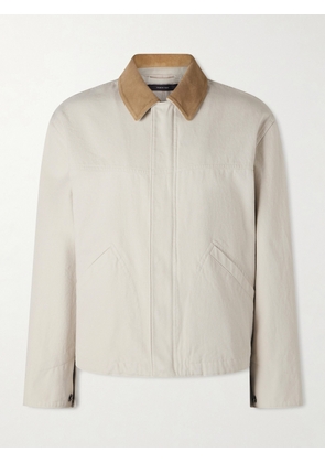 TOM FORD - Suede-Trimmed Cotton-Canvas Field Jacket - Men - White - IT 46