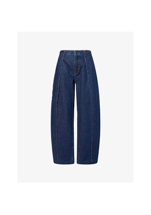 Womens Frame The Bowed Barrel-Leg Denim Trousers