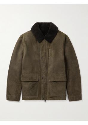 Yves Salomon - Shearling-Trimmed Suede Jacket - Men - Green - IT 46