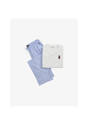 Mens Polo Ralph Lauren Polo Bear Striped Cotton Pyjamas