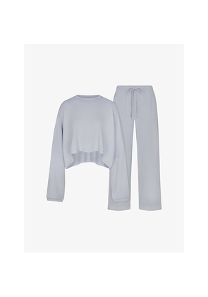 Womens Skims Sleep Cropped Stretch-Modal Henley Set