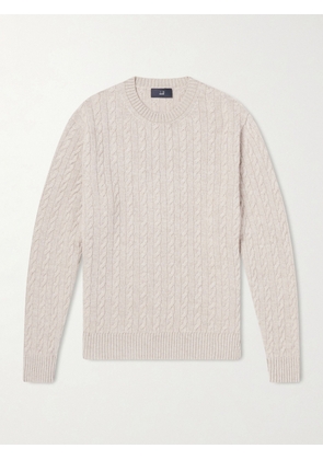 Dunhill - Cable-Knit Cashmere and Linen-Blend Sweater - Men - Neutrals - S