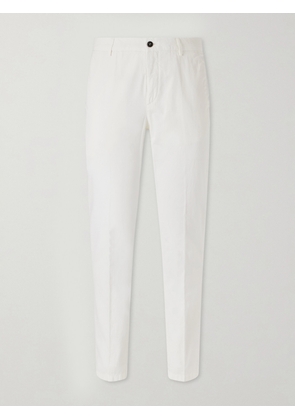 Eleventy - Straight-Leg Stretch-Cotton and Silk-Blend Trousers - Men - White - UK/US 28