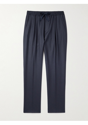 Altea - Jared Straight-Leg Pleated Wool-Blend Flannel Drawstring Trousers - Men - Blue - IT 46