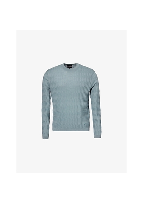 Mens Emporio Armani Embossed Regular-Fit Wool Jumper