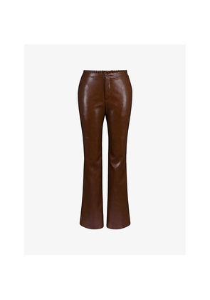 Womens House of CB Adara Flared-Leg Faux-Leather Trousers