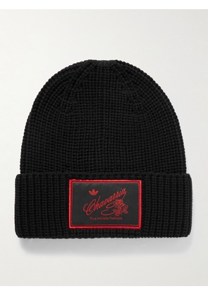 adidas Originals - Willy Chavarria Logo-Appliquéd Ribbed Merino Wool Beanie - Men - Black