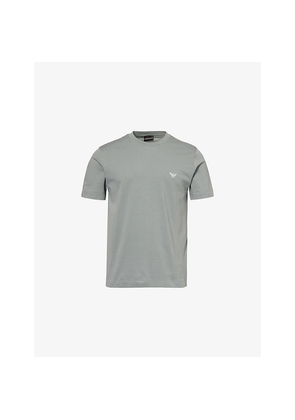 Mens Emporio Armani Eagle-Embroidery Relaxed-Fit Cotton-Jersey T-Shirt