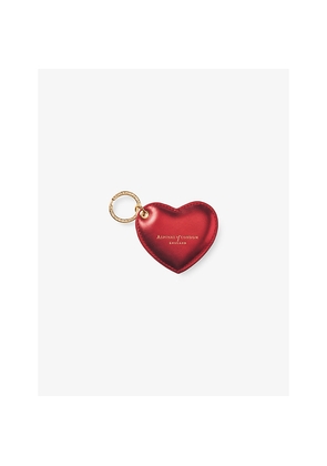 Womens Aspinal Of London Heart Logo-Embossed Leather Keyring