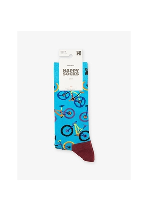 Mens Happy Socks Bike-Print Stretch-Cotton Bend Socks