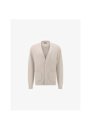 Mens Boggi Milano V-Neck Knitted Merino-Wool Cardigan