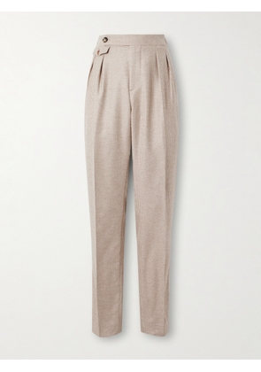Brunello Cucinelli - Straight-Leg Pleated Puppytooth Cashmere and Silk-Blend Suit Trousers - Men - Neutrals - IT 46