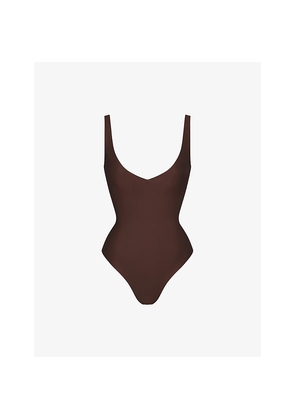 Womens Skims Body Plunge Thong Stretch-Woven Body