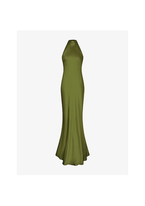 Womens Omnes Milos High-Neck Satin Maxi Dress