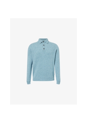 Mens Sunspel Long-Sleeved Knitted Wool Polo Shirt