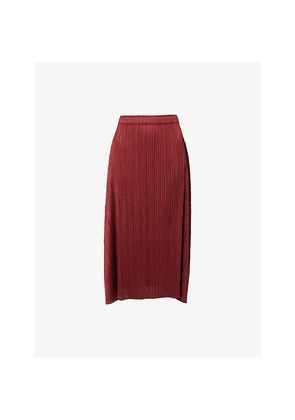 Womens Pleats Please Issey Miyake Plisse Knitted Midi Skirt