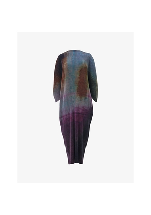 Womens Leem Velour Print Plisse Kaftan Dress