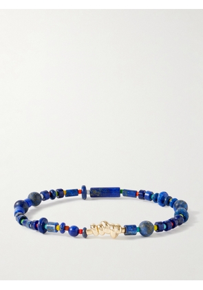 Luis Morais - 14-Karat Gold, Lapis Lazuli and Glass Beaded Bracelet - Men - Blue