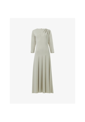 Womens Leem Front-Pleated Woven Midi Dress