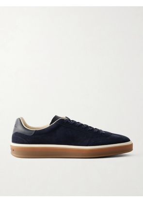 Loro Piana - Tennis Walk Leather-Trimmed Suede Sneakers - Men - Blue - EU 40