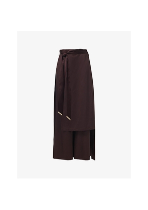 Womens Leem Overlay-Skirt Wide Leg Woven Trousers