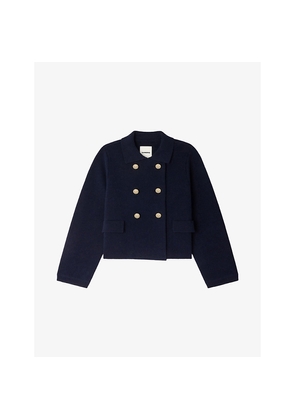 Womens Sandro Collared Double-Breasted Wool Cardigan