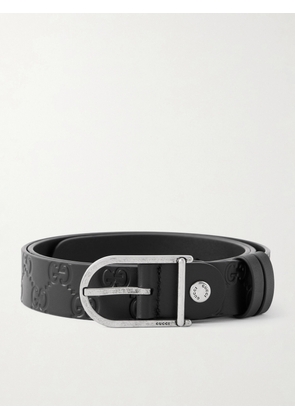 Gucci - 3cm Reversible Logo-Debossed Leather Belt - Men - Black - EU 85
