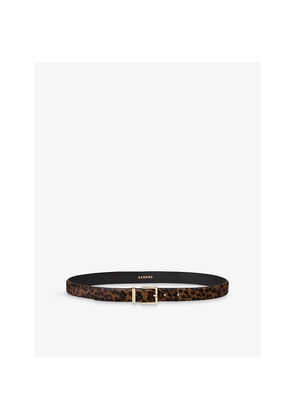 Womens Sandro Animal-Print Pony Leather Belt
