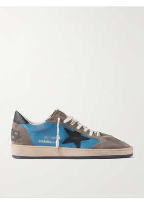 Golden Goose - Ball Star Suede-Trimmed Distressed Leather Sneakers - Men - Blue - EU 39