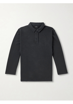 A.P.C. - Logo-Embroidered Cotton-Jersey Polo Shirt - Men - Black - XS