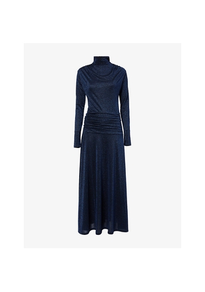 Womens Me And Em Draped Cowl-Neck Metallic Maxi Dress