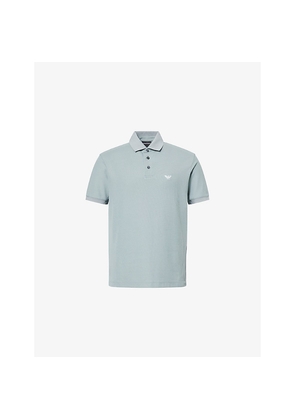 Mens Emporio Armani Logo-Embroidered Short-Sleeve Pique-Cotton Polo Shirt
