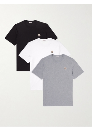 Moncler - Three-Pack Logo-Appliquéd Cotton-Jersey T-Shirts - Men - Multi - S
