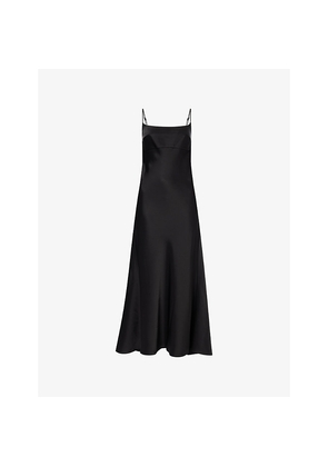 Womens Theory Spaghetti-Strap Satin Slip Maxi Dress