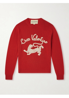 Valentino Garavani - Embroidered Virgin Wool Sweater - Men - Red - S