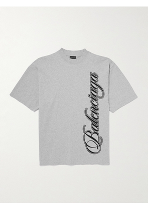 Balenciaga - Logo-Embroidered Cotton-Jersey T-Shirt - Men - Gray - S