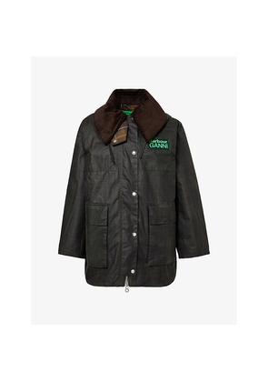 Womens Barbour x Ganni Hooded Waxed Duffle Cotton Jacket