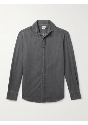 Brunello Cucinelli - Slim-Fit Spread-Collar Cotton-Chambray Shirt - Men - Gray - S