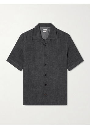 Brunello Cucinelli - Camp-Collar Linen Shirt - Men - Black - S