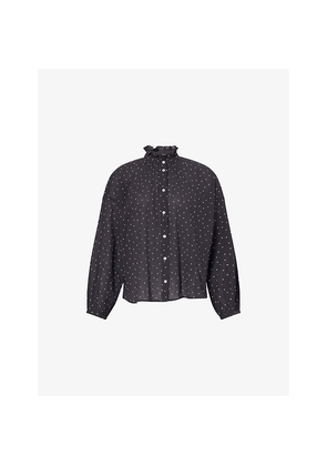 Womens Skall Studio Hannah Polka-Dot Cotton-Poplin Shirt