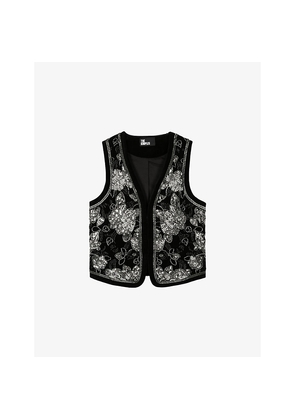 Womens The Kooples Bead-Embellished Cotton Gilet