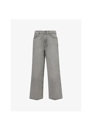 Womens Good American Good Skate Crop Wide-Leg Stretch-Denim Blend Jeans