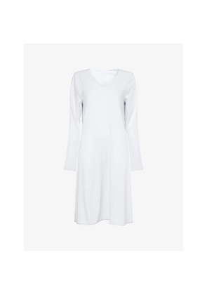 Womens Hanro V-Neck Long-Sleeve Cotton Blend Nightdress