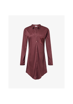 Womens Hanro Grand Central Long-Sleeve Stretch-Silk Blend Night Dress