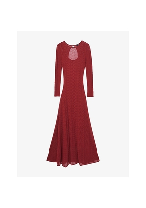 Womens Reiss Ami Stitched Long-Sleeve Knitted Maxi Dress