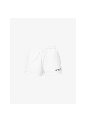 Womens Sporty & Rich Syracuse Embroidered Cotton-Jersey Shorts