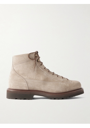 Brunello Cucinelli - Polacco Velvet-Trimmed Suede Hiking Boots - Men - Neutrals - EU 40